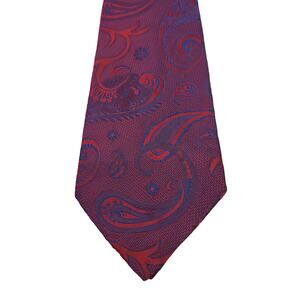 Donegal Neck Tie Mens Woven Red Blue Paisley Career Party Formal Church Vintage